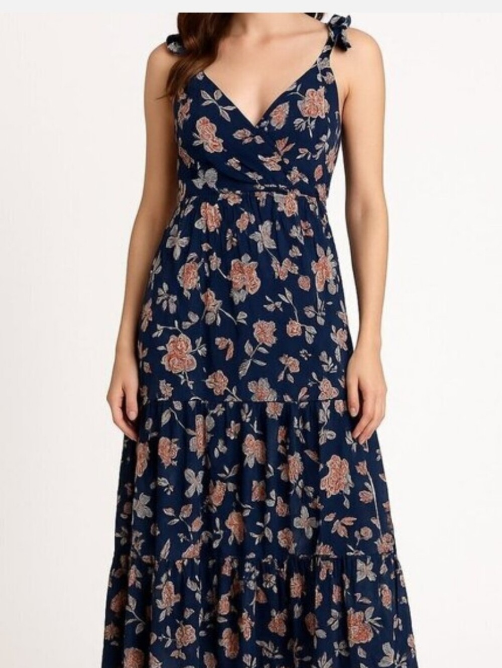 Sachin + Babi Navy Floral Tiered Maxi Dress